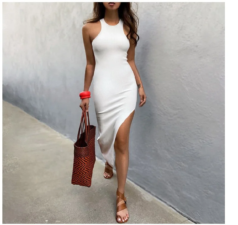 Simple And Sexy Charming High-Slit Midi Dress