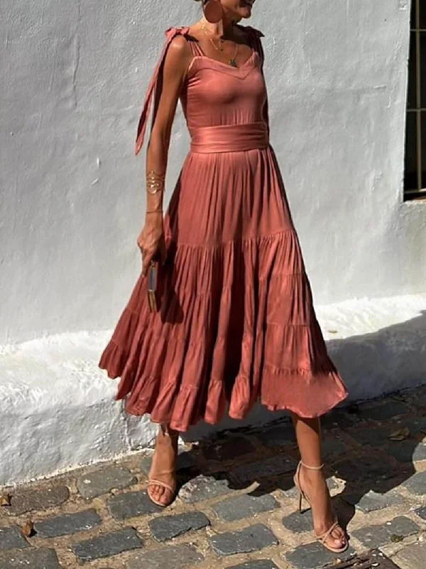 Off-The-Shoulder With Stylish Ruffled Midi Dress