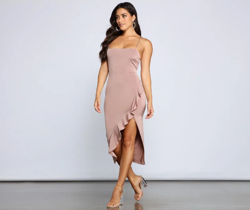 City Chic Stylish Ruffled Midi Dress