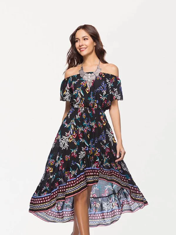 Doing It Right Floral Off Shoulder Midi Dress