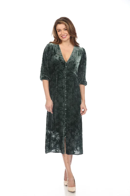 Johnny Was Love Natalia Silk Velvet Midi Dress Boho Chic L34123