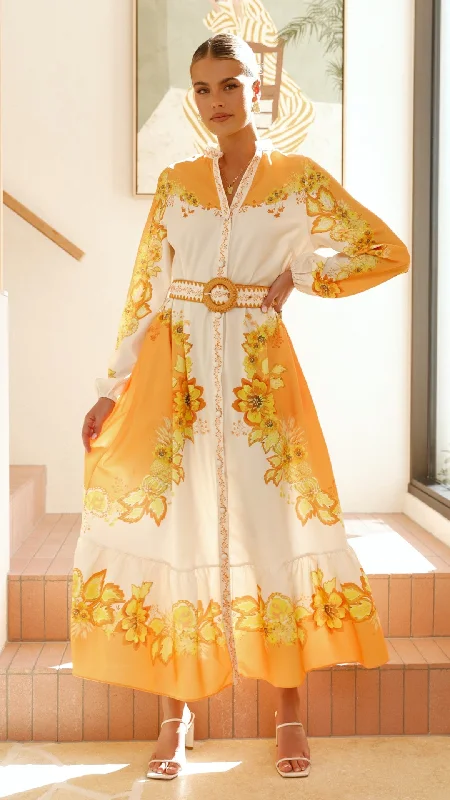 Addison Maxi Dress - Orange/Yellow Floral