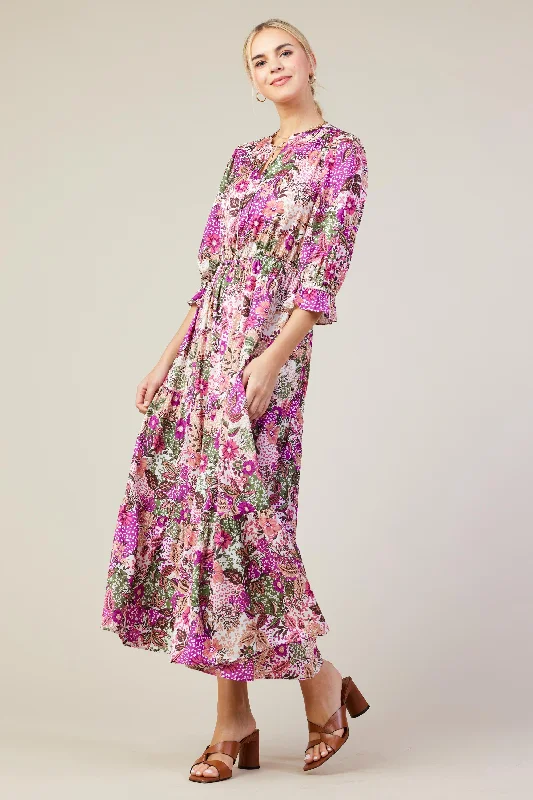 Floral Print Ruffle Maxi Dress