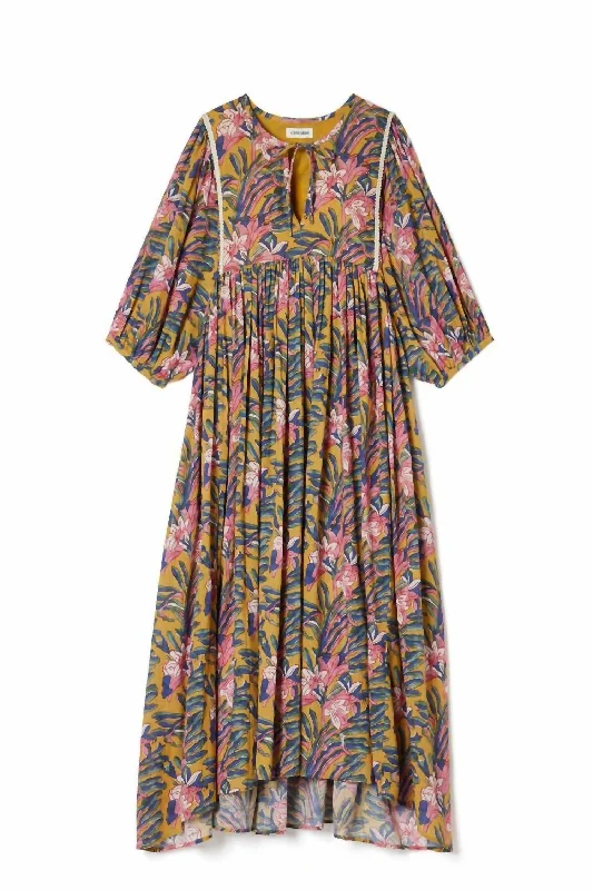 Geranium Maxi Dress In Honey Flower