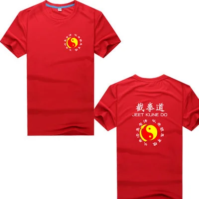 Martial Art Kung Fu JKD Jeet Kune Do T-Shirt Uniform Polyester Size S-XXXXL Red Houndstooth Herringbone Solid