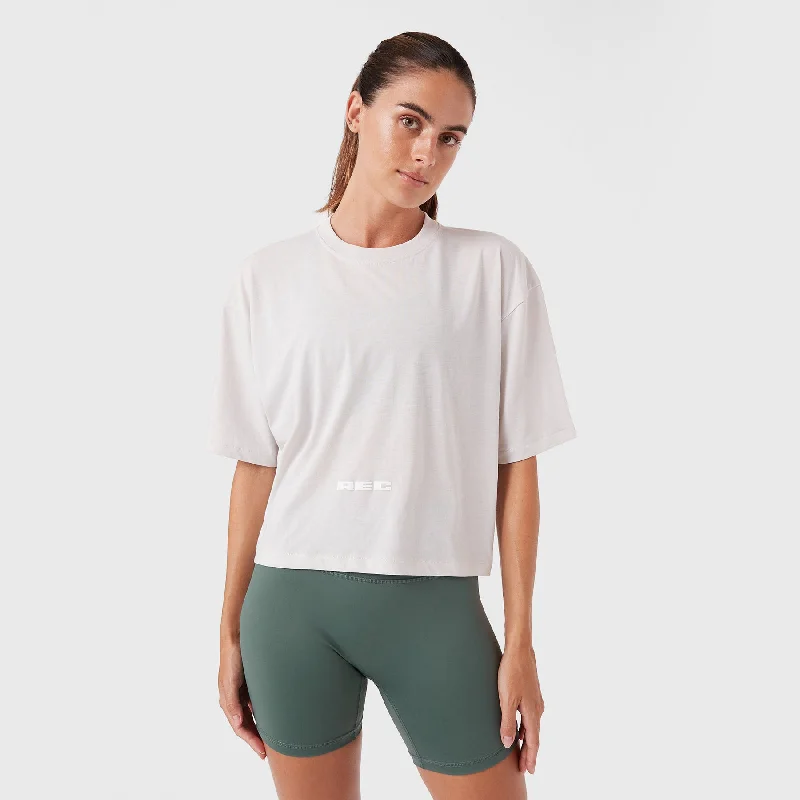 REC GEN - Oxy Float Crop Tee Frost V-Neck T-Shirt Long Sleeve Cotton