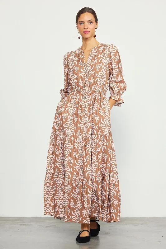 Skye Split Neck Ruffle Maxi Dress