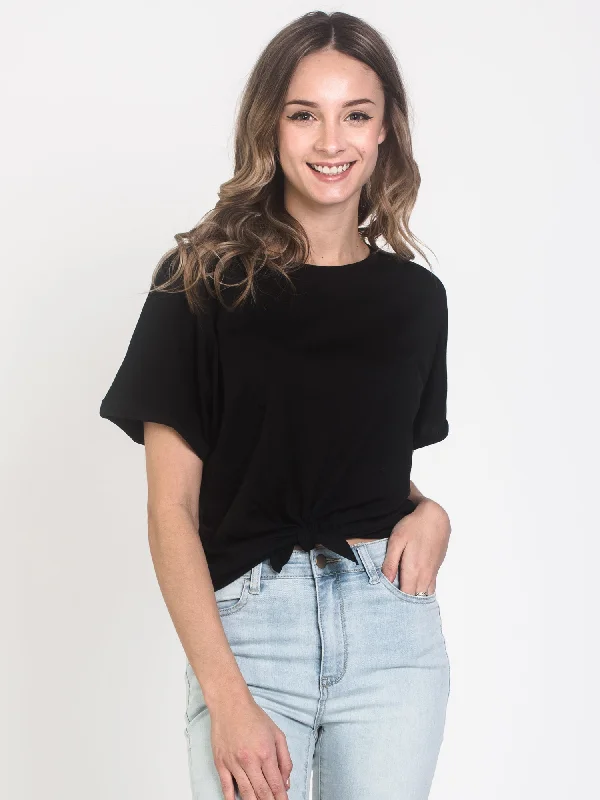 WOMENS LAYLA KNOTTED TEE - CLEARANCE Spandex Blend Rayon Blend Denim Blend