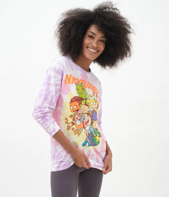 Aeropostale Long Sleeve Nickelodeon Tie-Dye Boyfriend Graphic Tee