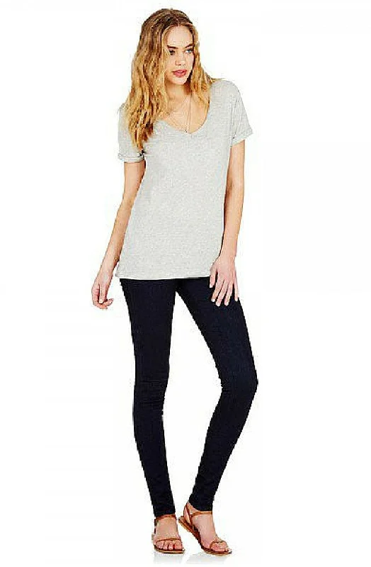 Ava - Classic V Neck Tee - Grey Marle