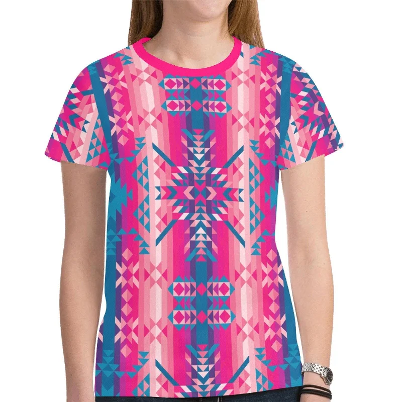 Desert Geo Blue T-shirt for Women