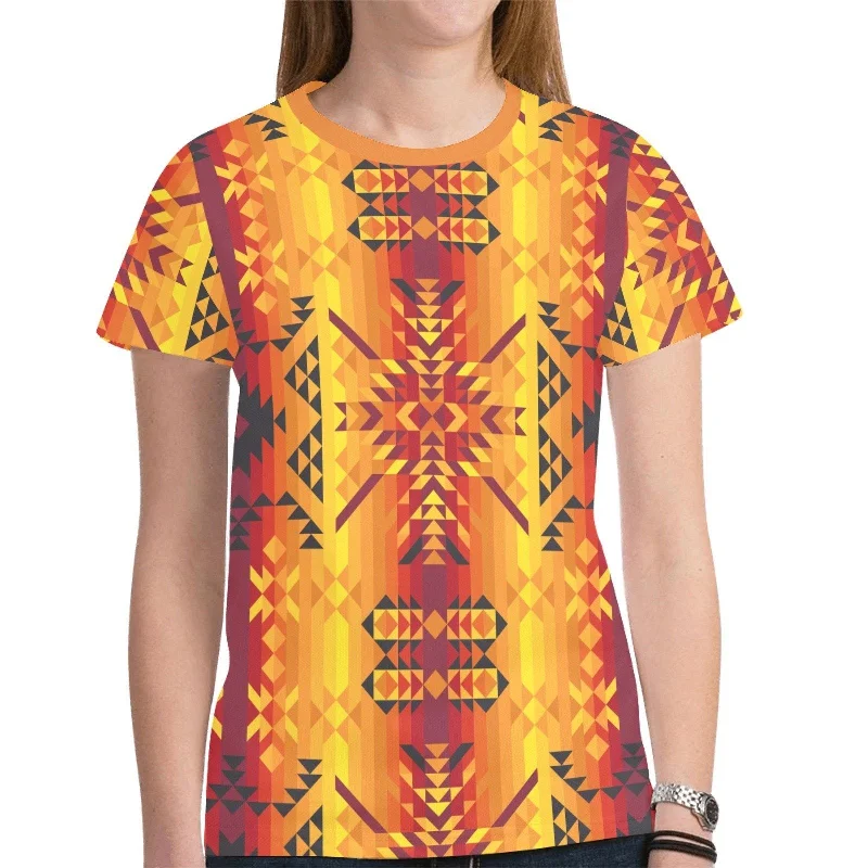 Desert Geo Yellow Red T-shirt for Women