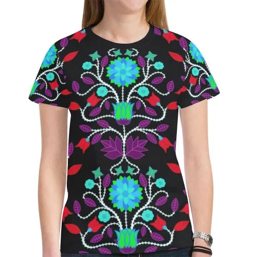 Floral Beadwork Four Clans Winter T-shirt for Women