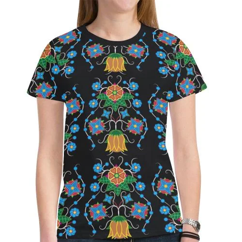 Floral Beadwork Four Mothers T-shirt for Women