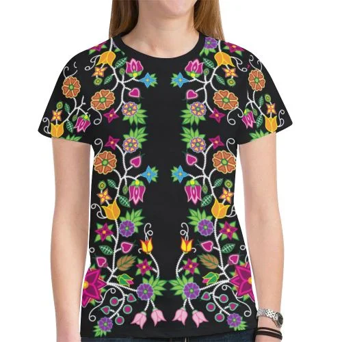 Floral Beadwork T-shirt for Women