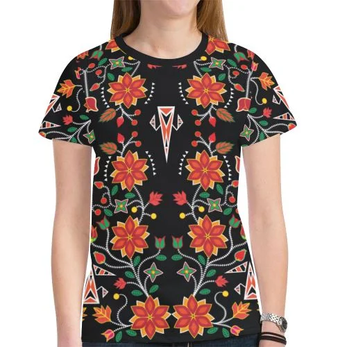 Floral Beadwork Six Bands T-shirt for Women