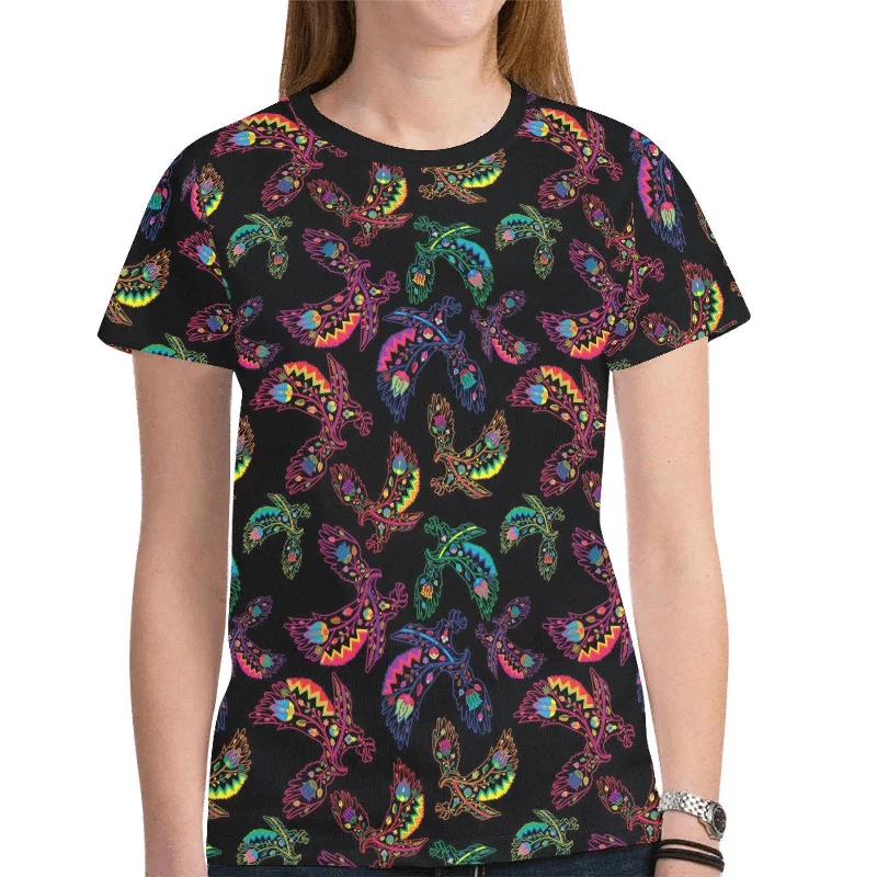 Neon Floral Eagles T-shirt for Women