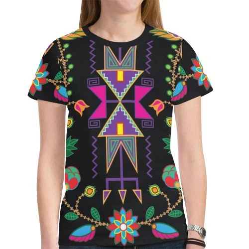 Geometric Floral Fall T-shirt for Women