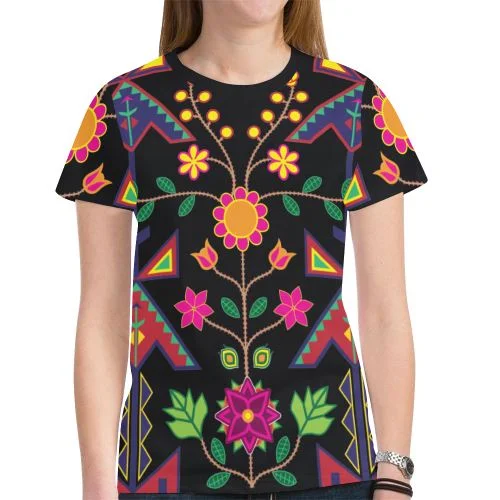 Geometric Floral Spring T-shirt for Women