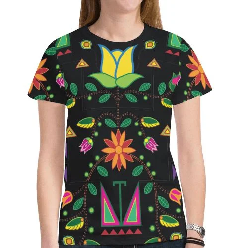 Geometric Floral Summer T-shirt for Women