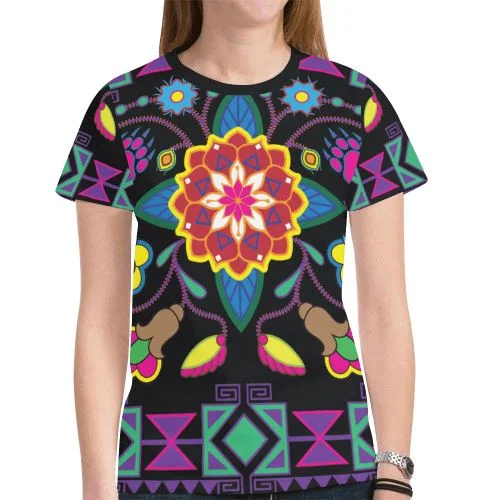 Geometric Floral Winter T-shirt for Women