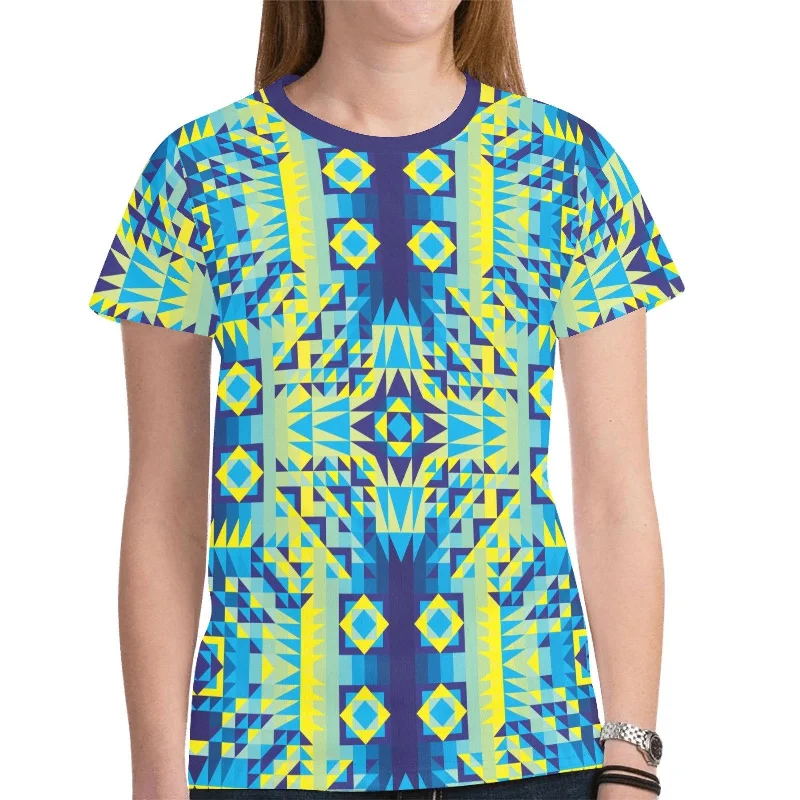 Kaleidoscope Jaune Bleu T-shirt for Women