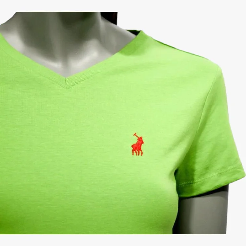 Polo Womens V Neck Short Sleeve Tee Green