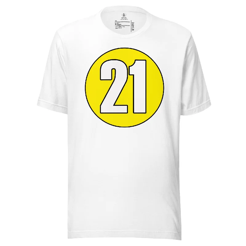 Unisex t-shirt: White on Yellow 21