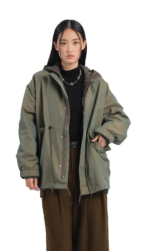 2-In-1 Military Jacket Denim Fabric Leather Fabric Suede Fabric