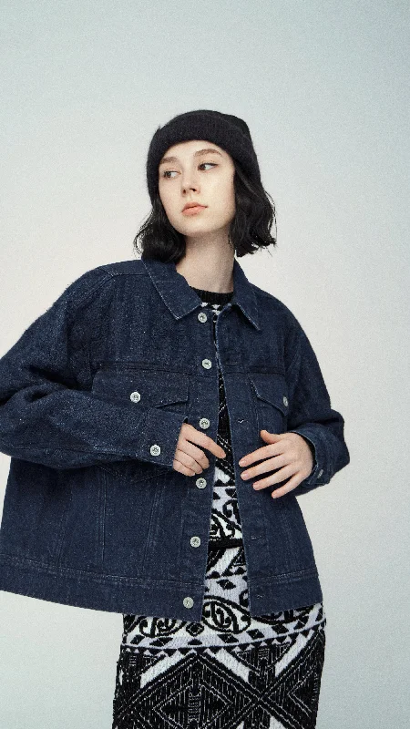 Ladies Denim Trucker Jacket Knit Fabric Woven Fabric Fleece Fabric