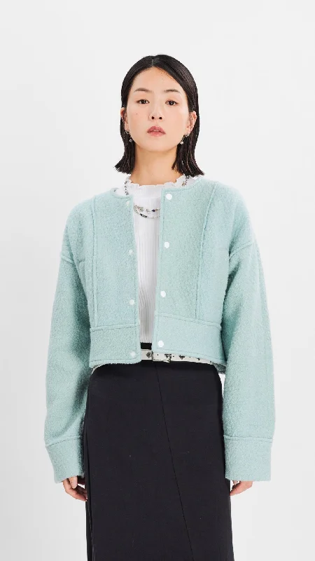 Cropped Jacket Notch Collar Peter Pan Collar Cowl Neck