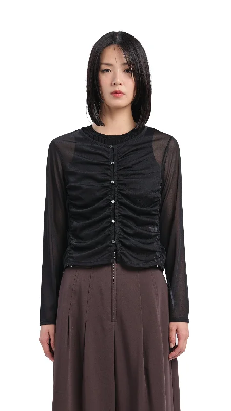 Sheer Gathered Jacket Jersey Jacket Tulle Jacket Batik Jacket