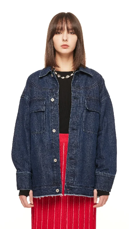 Corded Braiding Oversized Denim Jacket Insulated Jacket Fitted Jacket Loose Jacket