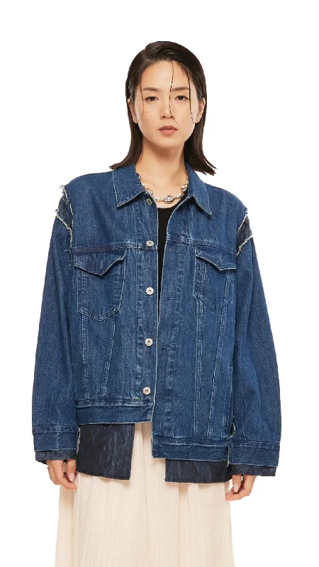 Oversized Rebuild Denim Jacket Appliqued Jacket Beaded Jacket Sequined Jacket