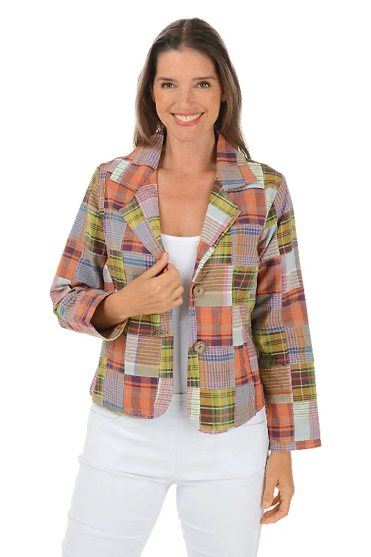 Jane Madras Plaid Jacket Knit Fabric Woven Fabric Fleece Fabric