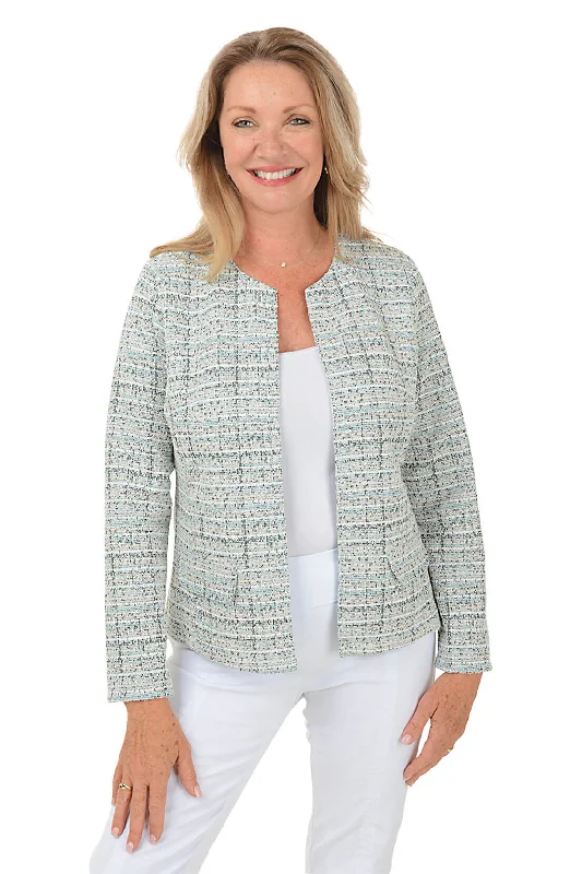 Blue Tweed Boucle Jacket Striped Jacket Polka Dot Jacket Floral Jacket