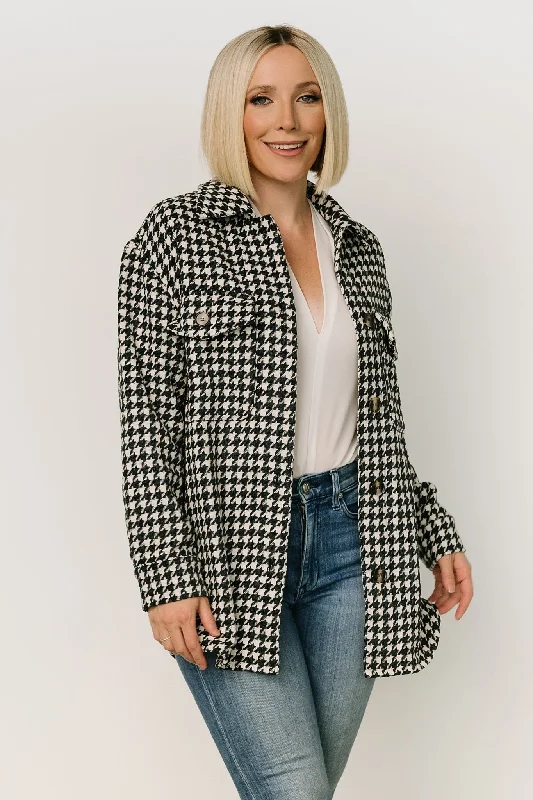 Bridger Houndstooth Jacket | Dark Navy + Ivory Fitted Jacket Loose Jacket Oversized Jacket