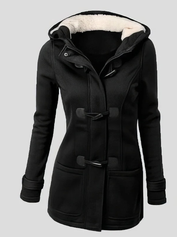 Casual Hooded Toggle Jacket Chenille Fabric Brocade Fabric Lace Fabric