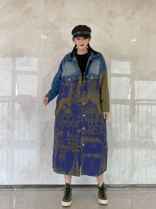 Classic Trench Women's Loose Jacket Coat Tailored Jacket Straight Jacket A-Line Jacket