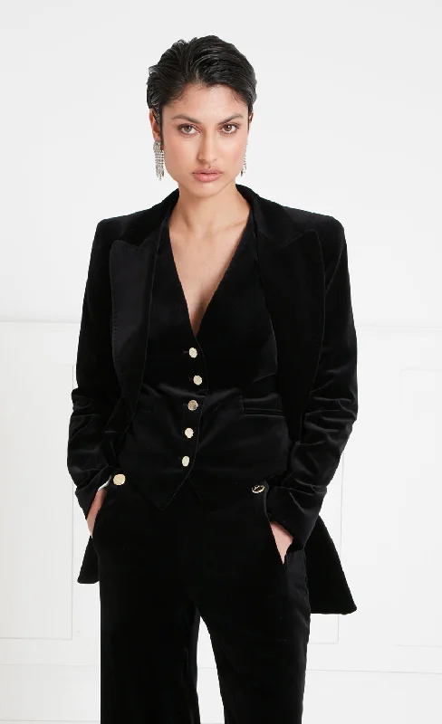 Clove Velvet Jacket - Black Rayon Fabric Velvet Fabric Corduroy Fabric
