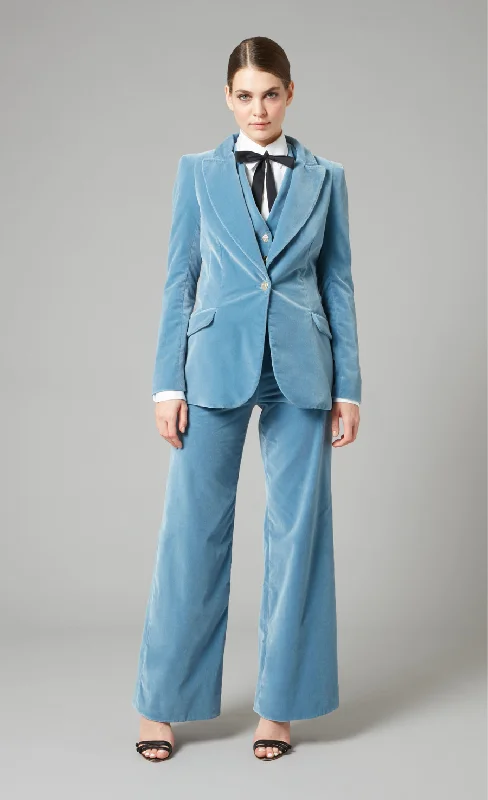 Clove Velvet Jacket - Ice Blue Herringbone Jacket Checkered Jacket Solid Jacket