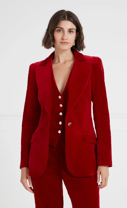 Clove Velvet Jacket - Scarlet Nylon Fabric Polyester Fabric Spandex Fabric
