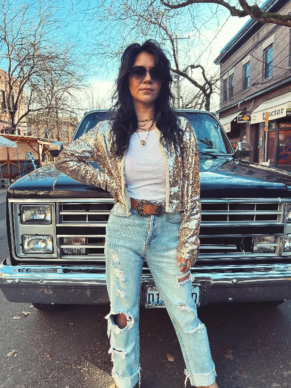 Cold Heart Sequin Jacket Denim Jacket Leather Jacket Suede Jacket