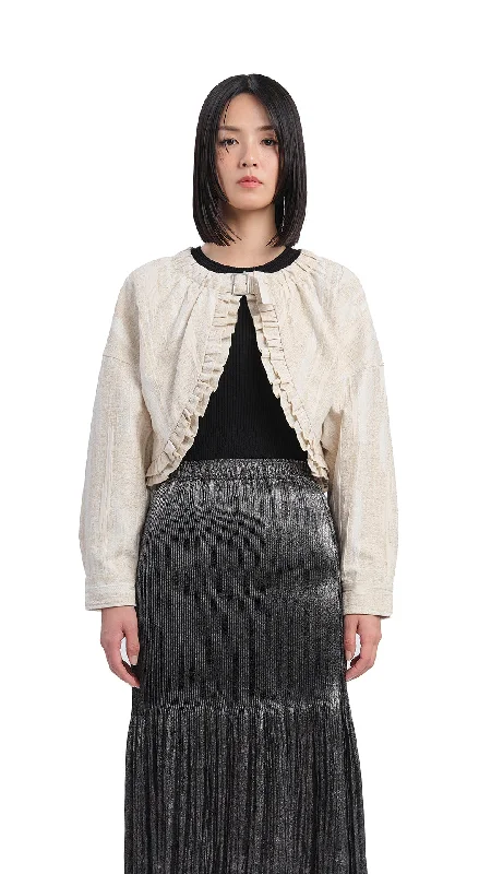 Cropped Ruffles Jacket Chenille Jacket Brocade Jacket Lace Jacket