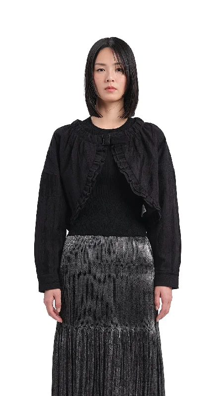 Cropped Ruffles Jacket Mesh Jacket Canvas Jacket Denim Jacket