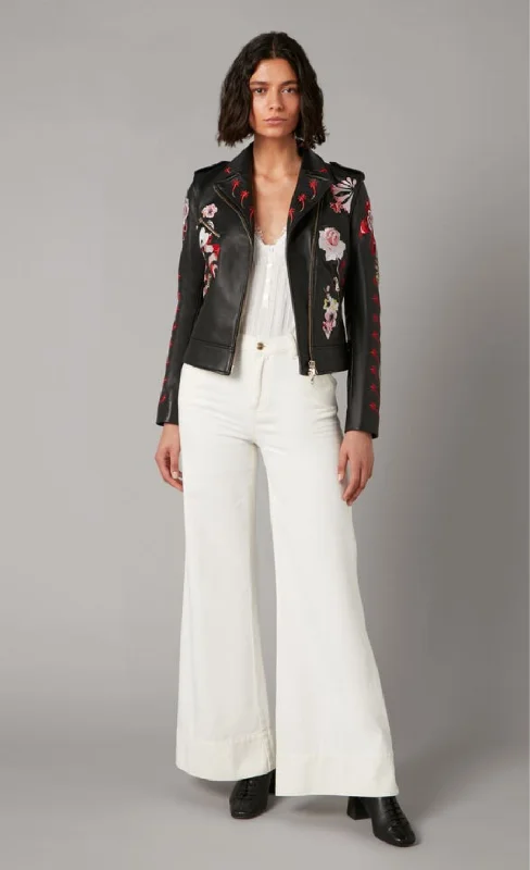 Darcy Leather Jacket - Black Mix Lace Jacket Ribbed Jacket Sequined Jacket