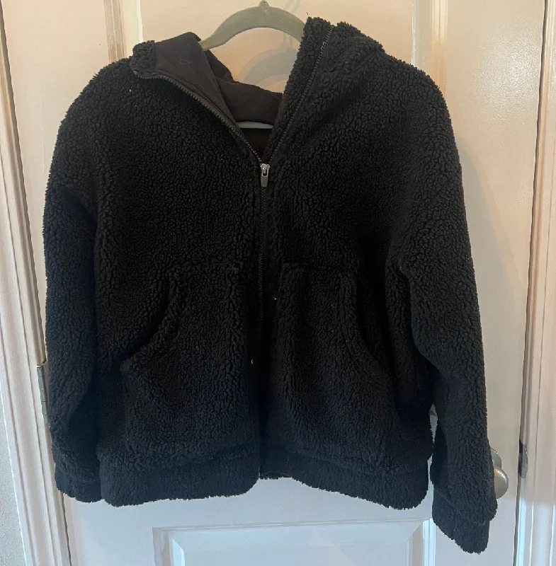 Fabletics Lotta Cocoon Zip Hoodie Nubby Fleece Full Zip Jacket Women’s Size XS Black Herringbone Jacket Houndstooth Jacket Plaid Jacket