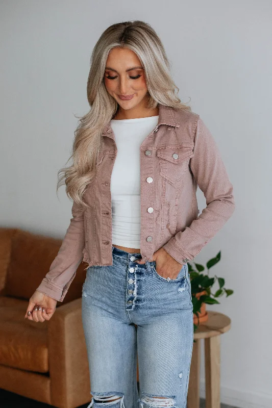 Gemma Risen Denim Jacket - Dusty Mauve Wool Jacket Cashmere Jacket Tweed Jacket
