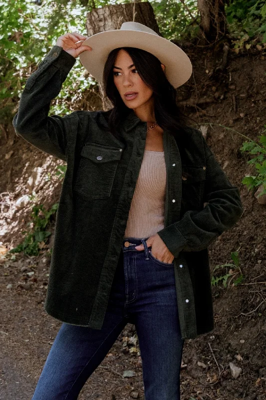 Greeley Corduroy Jacket | Deep Green Herringbone Jacket Checkered Jacket Solid Jacket