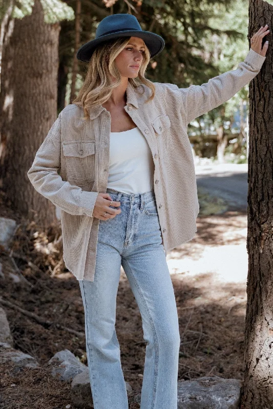 Greeley Corduroy Jacket | Sand Boat Neck Shawl Collar Notched Collar